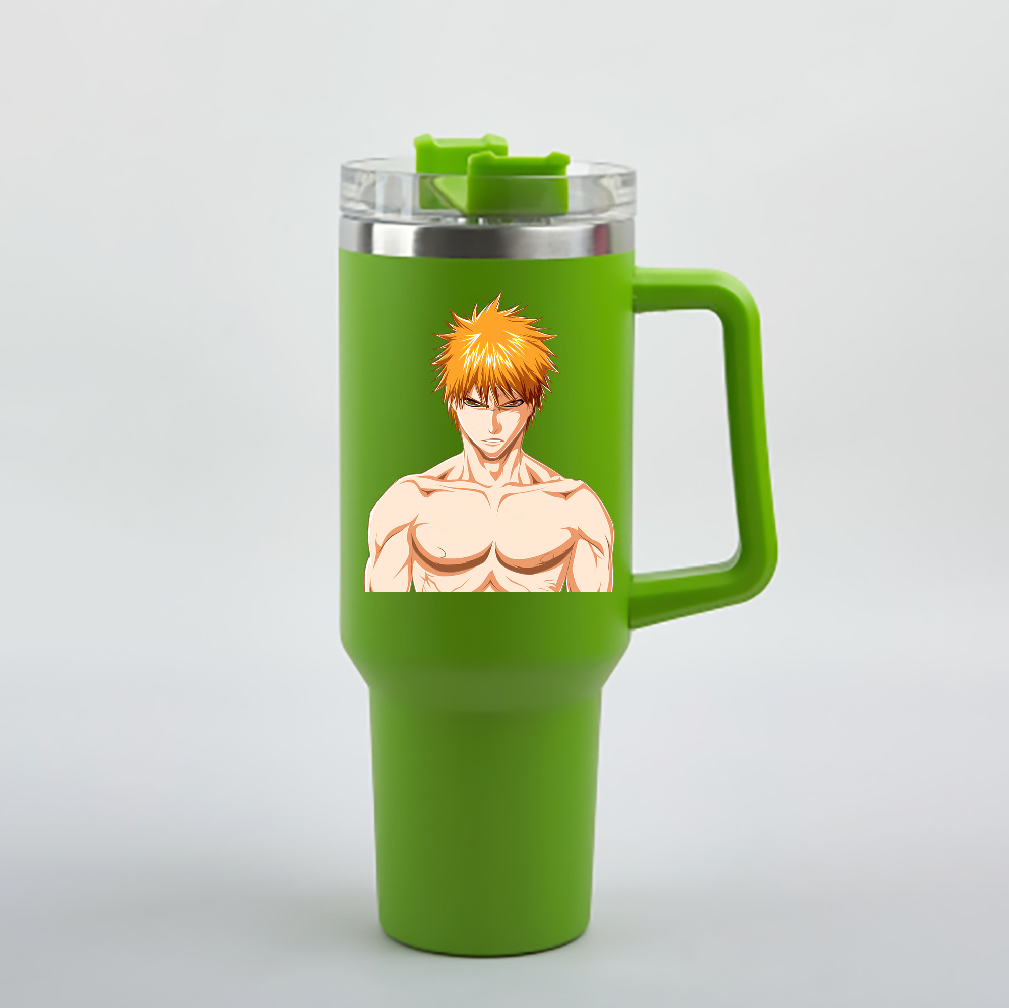 （画像用） ブリーチ 黒崎一護（くろさき いちご）BLEACH Kurosaki Ichigo 1200mL車用タンブラー - クリスタルステッカー（プラスチックストロー付き）